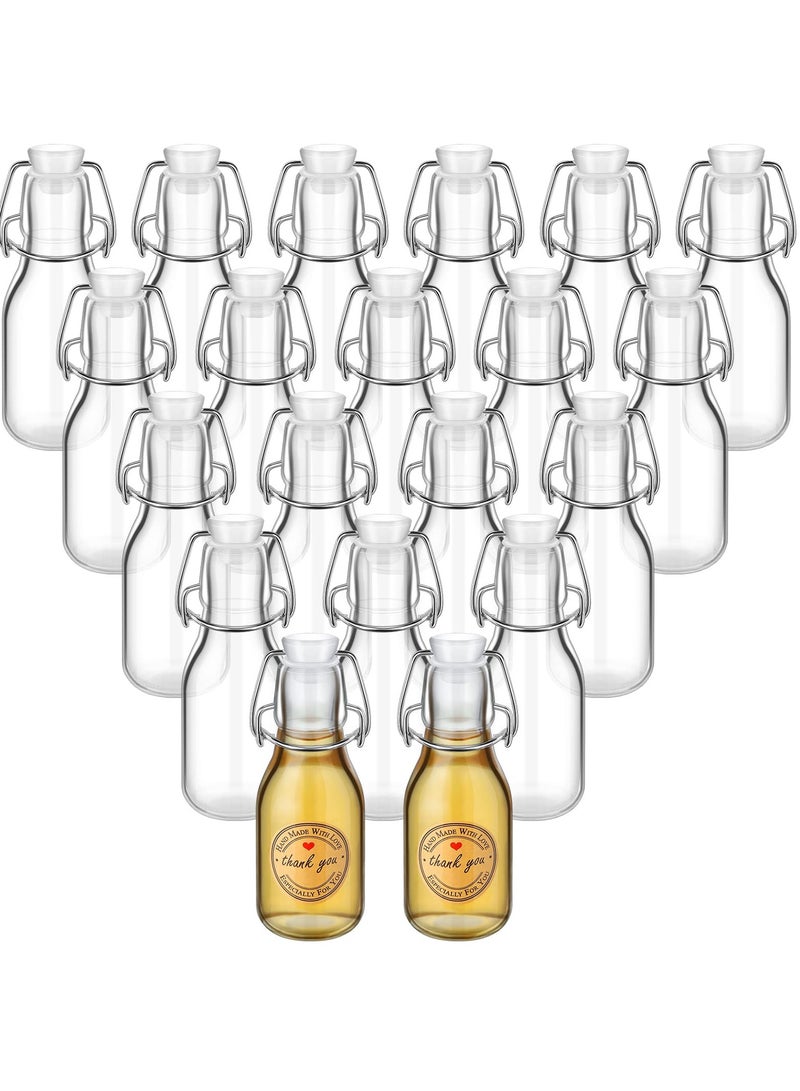 Set of 20 Mini 100ml Glass Bottles with Swing Top and Stoppers, Perfect for Weddings, Parties, and DIY Crafts with Adhesive Stickers - Image 1