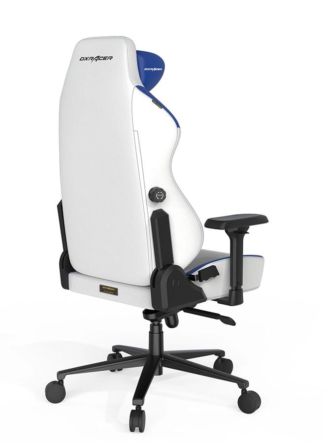 DXRacer Craft Pro Gaming Chair, Extra Wide And Thick Seat Cushion, Adjustable Armrests, Anti-Pinch Hand Protective Cover, Memory Foam Headrest - White & Blue