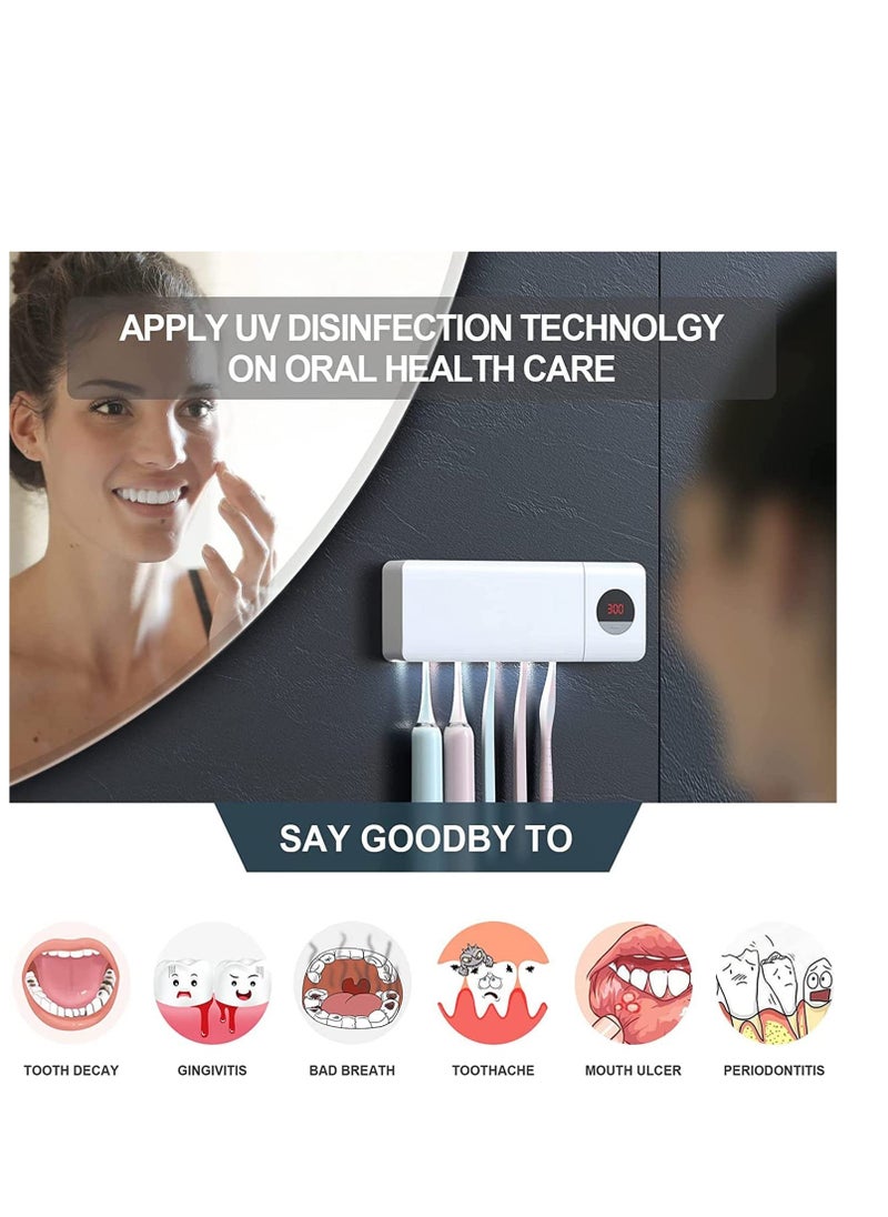 Y&D UV Toothbrush Sanitizer Holder Sterilization & Timing Functions, 2000mAh Rechargeable Cordless Wall Mounted Sterilizer Holders for Bathrooms  - Image 2