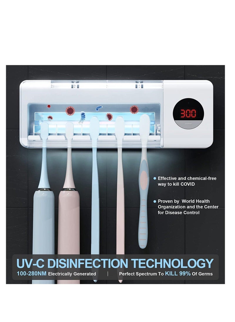 Y&D UV Toothbrush Sanitizer Holder Sterilization & Timing Functions, 2000mAh Rechargeable Cordless Wall Mounted Sterilizer Holders for Bathrooms  - Image 5