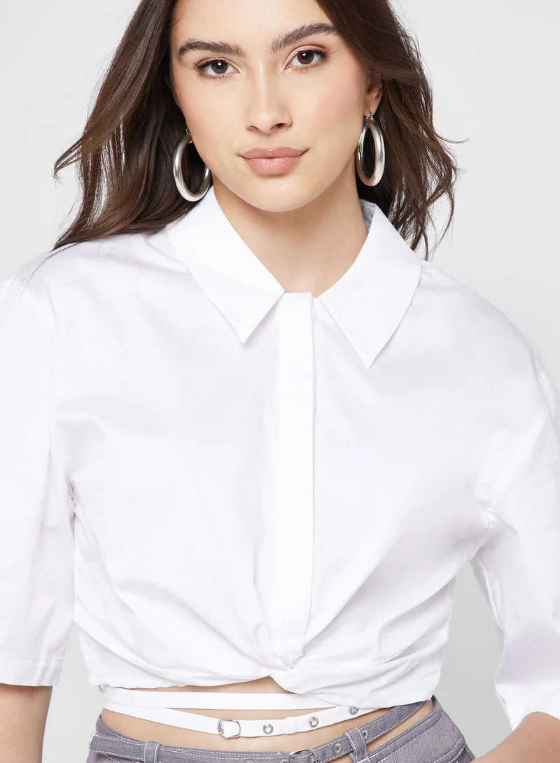 Cmeo collective Front Knot Crop Top