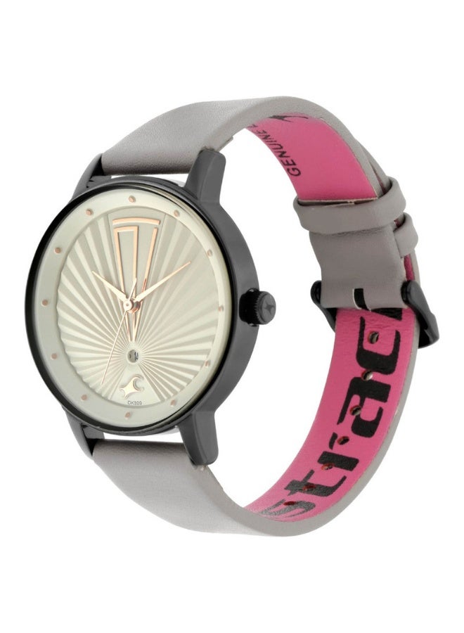 fastrack Ruffles Women's Watch 6206NL01 – Grey Dial, Grey Leather Strap, Quartz Movement, 3 ATM Water-Resistant - Image 3