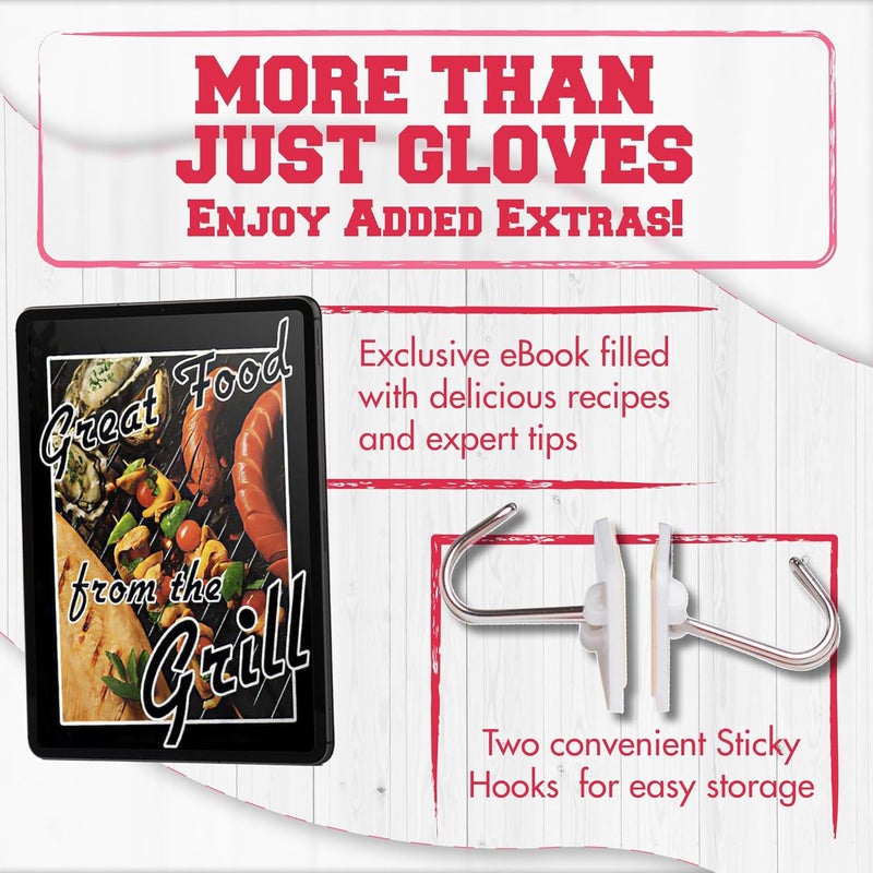 Kitchen perfection S Silicone Smoker Oven Gloves for Women -Extreme Heat Resistant BBQ Gloves -Handle Hot Food Right on Your Grill Fryer |Waterproof Oven Mitts for Cooking |Superior Set+3 Bonuses - Image 5