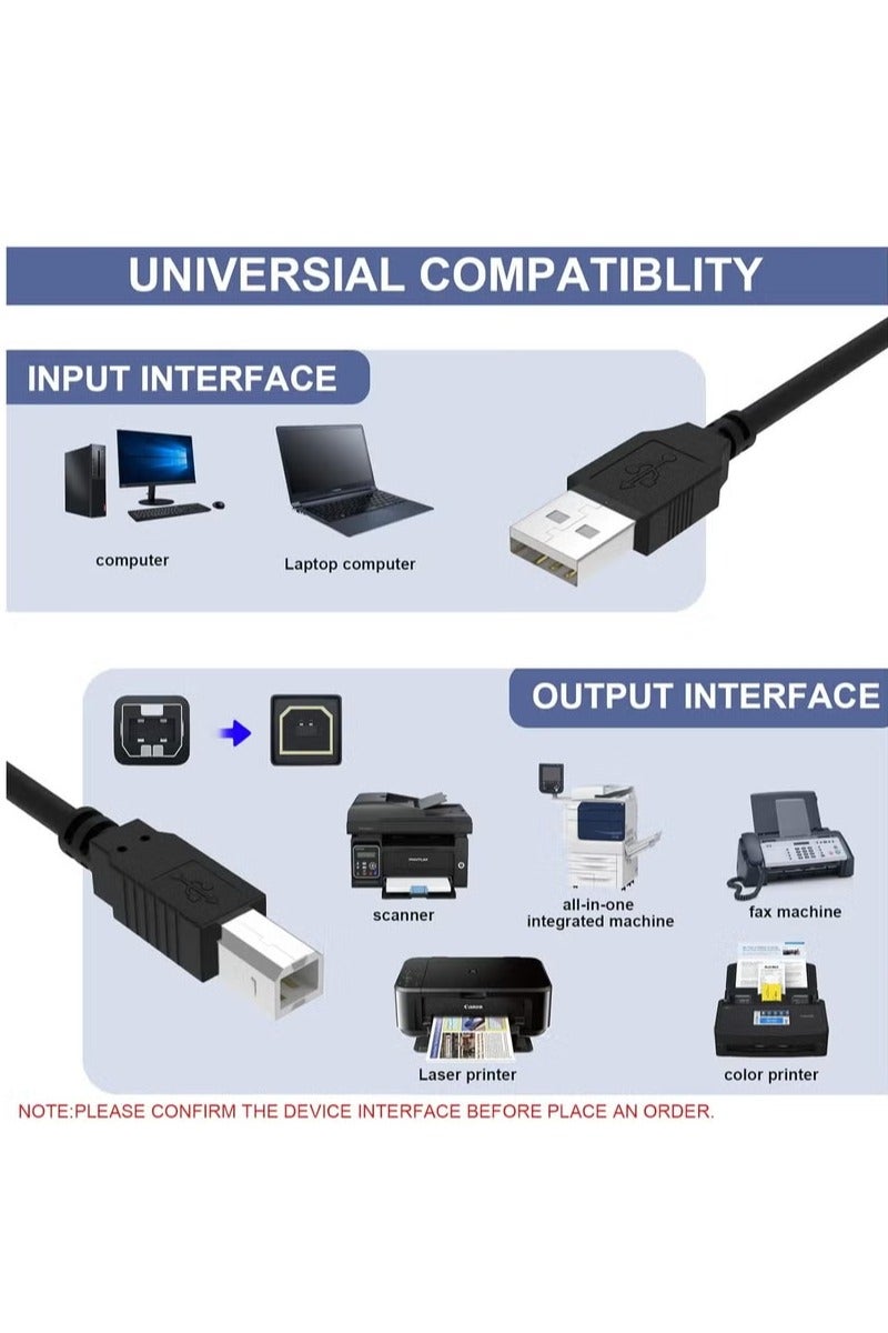 UMIXPRO USB Printer Cable Cord to Computer Compatible with HP OfficeJet Pro 9025 9015 8740 8210 8020 8025 8035 7740 7110 6230 5740 5255 4650 4630 3830 250 200 Canon Dell Epson Lexmark Xerox  Samsung 5ft - Image 3