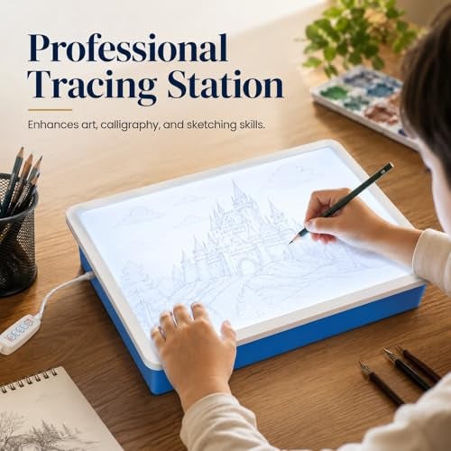 RANGRANGMANJIA LED Light Up Table for Kids, Shine Bright Light Box with 10 Levels & 3 Color Modes, Portable Dimmable Box for Tracing, Magna-Tiles, Art & Education, Fits IKEA Flisat Table, Home & Classroom(16" Blue) - Image 4