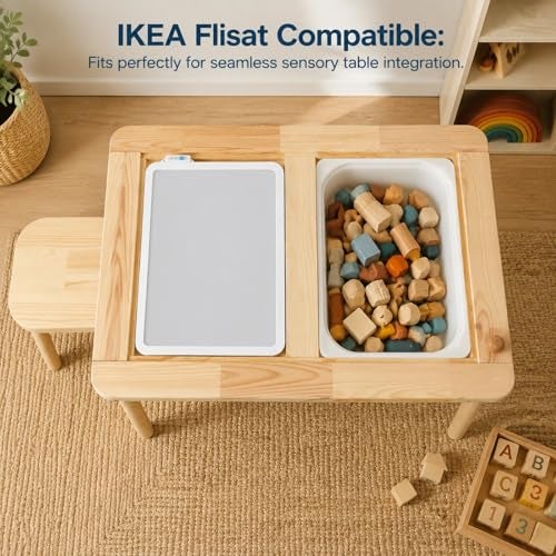 RANGRANGMANJIA LED Light Up Table for Kids, Shine Bright Light Box with 10 Levels & 3 Color Modes, Portable Dimmable Box for Tracing, Magna-Tiles, Art & Education, Fits IKEA Flisat Table, Home & Classroom(16" Blue) - Image 3