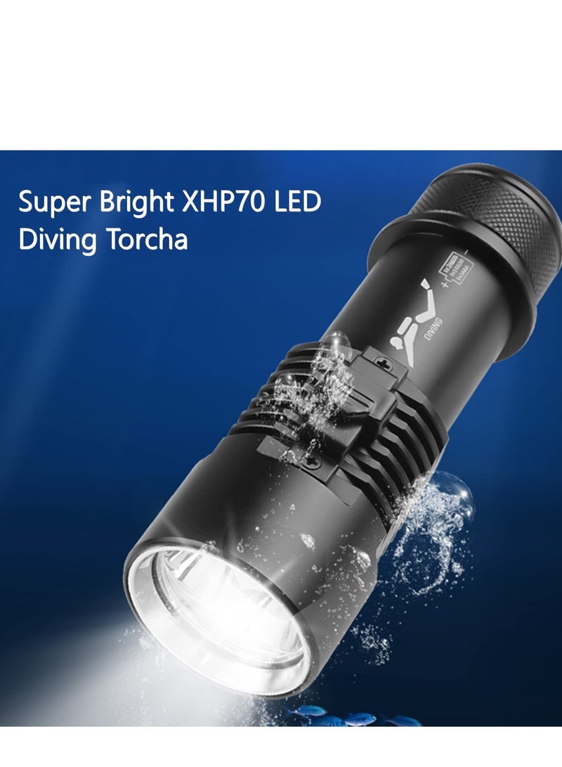 Diving Flashlight - 6000 Lumens Rechargeable Scuba Dive Lights IPX8 Waterproof Underwater Led Flashlights Super Bright Submersible Torch Lights for Under Water Deep Sea Snorkeling Cave at Night - Image 2