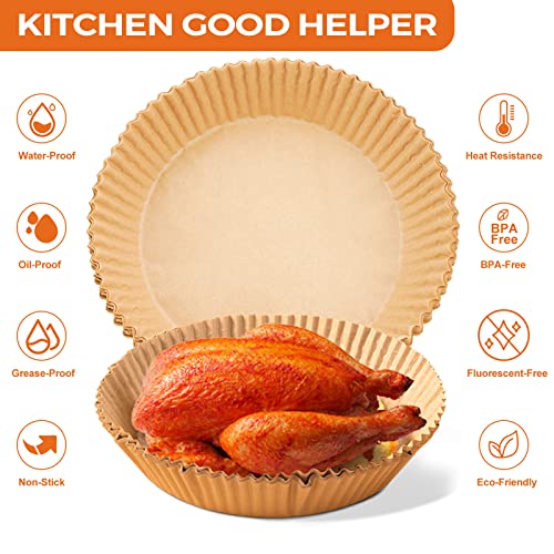 vailnd Air Fryer Paper Liners Disposable: 125PCS Non-Stick Air Fryer Parchment Paper, Food Grade Baking Liner for Baking Roasting Microwave (8IN-Round) - Image 2