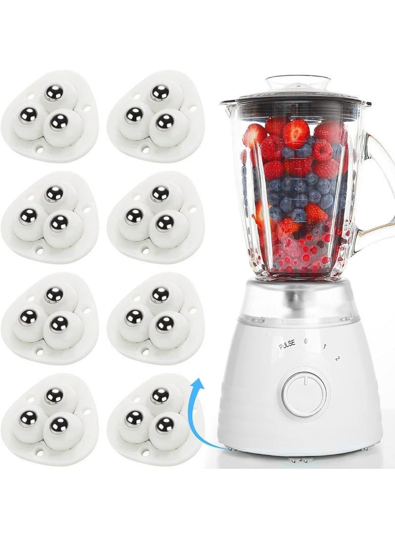 ChicAbode 8PCS ميني عجلات العجلات اللاصقة الذاتية، 360 درجة الدوار البكرات اللاصقة لأجهزة المطبخ، سلالات، صناديق - الثقيلة الفولاذ المقاوم للصدأ الكرة العجلات، لا الحفر، الأبيض - Image 1