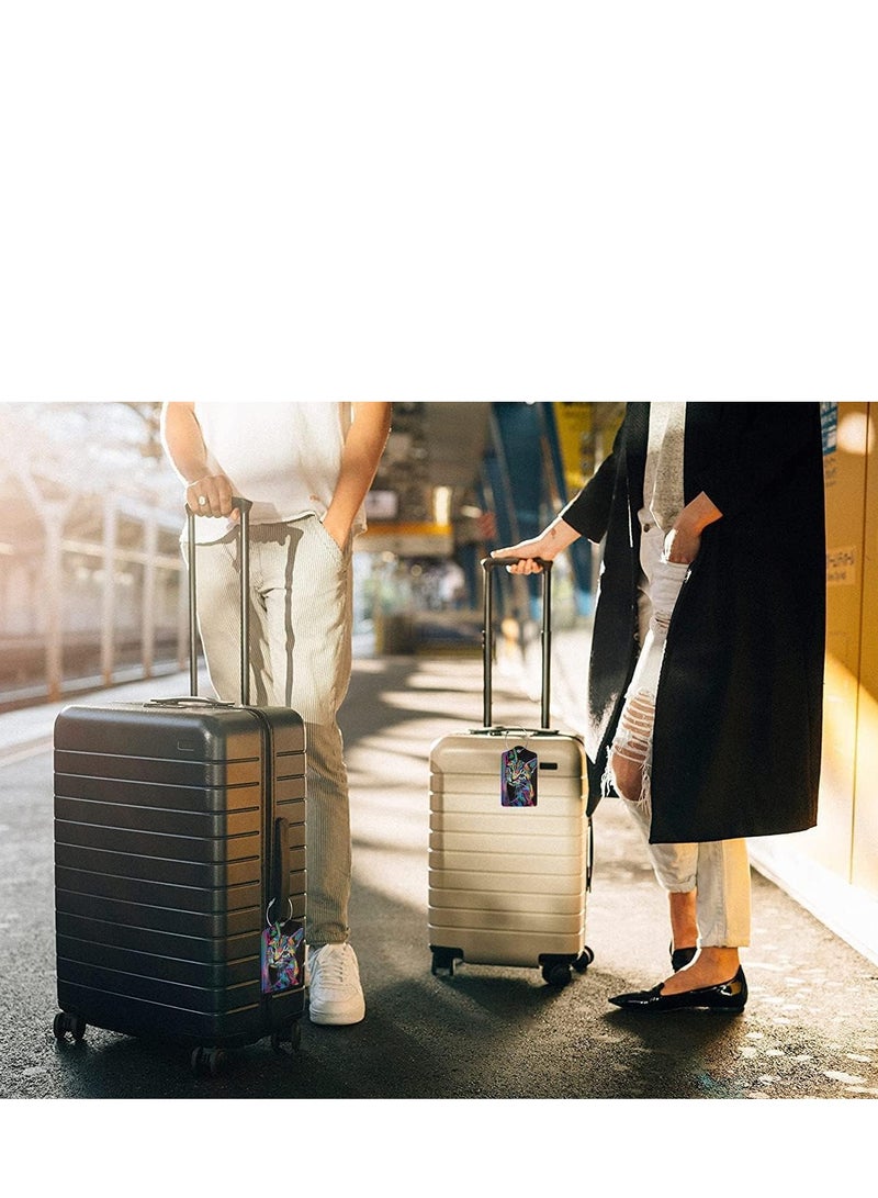 SYOSI 2 Pcs PU Leather Luggage Tags for Suitcase, Travel Cruise Luggage Tag with Privacy Flap, Name ID Label and Metal Loop for Women Men Baggage Handbag School Bag Backpack - Image 5