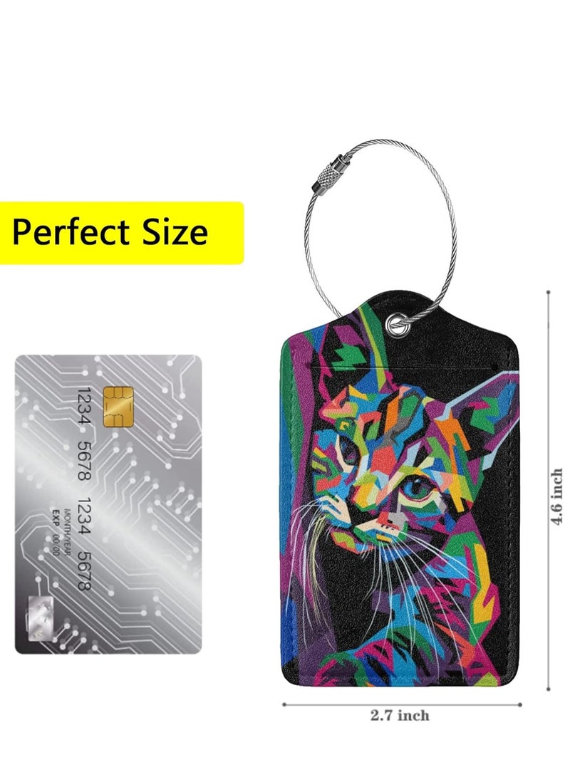 SYOSI 2 Pcs PU Leather Luggage Tags for Suitcase, Travel Cruise Luggage Tag with Privacy Flap, Name ID Label and Metal Loop for Women Men Baggage Handbag School Bag Backpack - Image 4