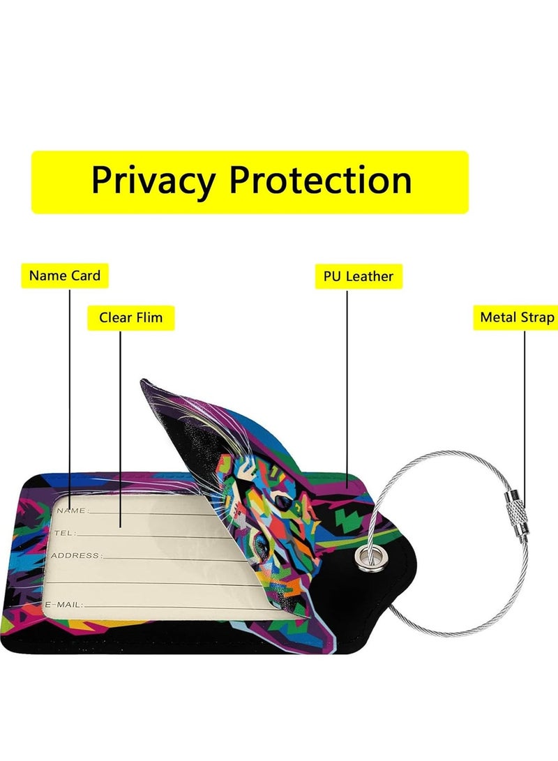 SYOSI 2 Pcs PU Leather Luggage Tags for Suitcase, Travel Cruise Luggage Tag with Privacy Flap, Name ID Label and Metal Loop for Women Men Baggage Handbag School Bag Backpack - Image 3