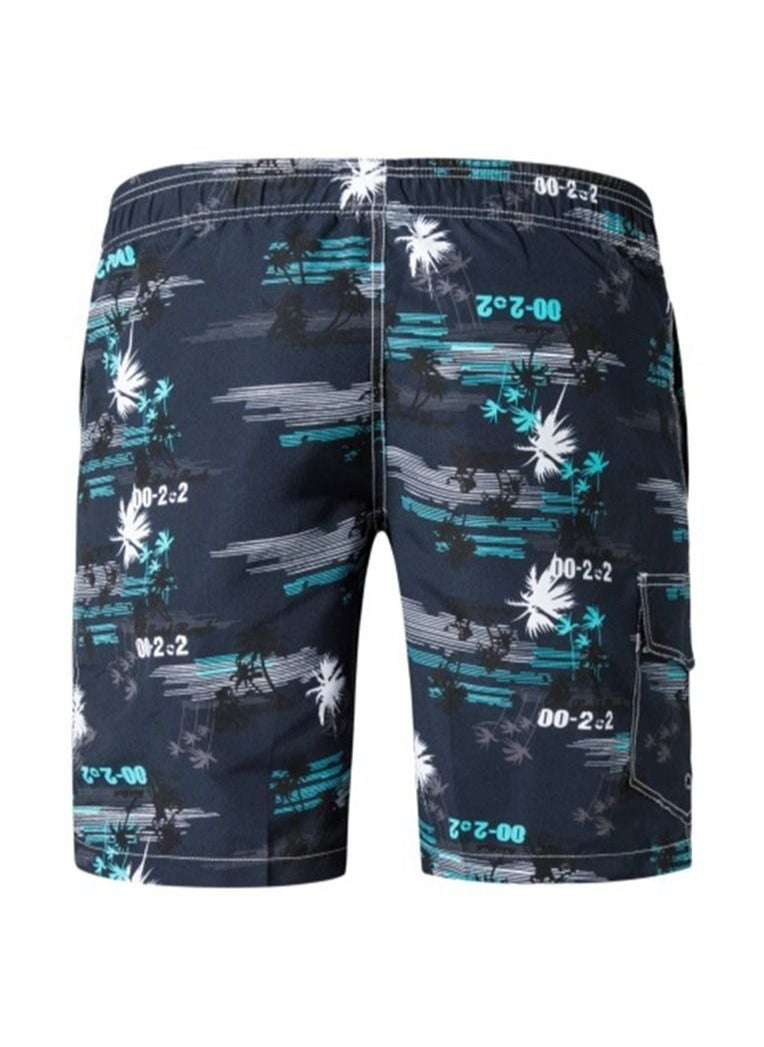 Loquat - Men's Printed Letters Beach Casual Shorts Swimwear Summer Blue - Image 1