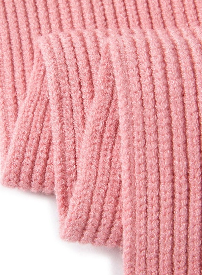 Lallier 3 Piece Kids Hat Scarf Snow Gloves Winter Knitted Hat Warm Soft Pom Pom Hat for Boys Girls Toddlers, pink - Image 5
