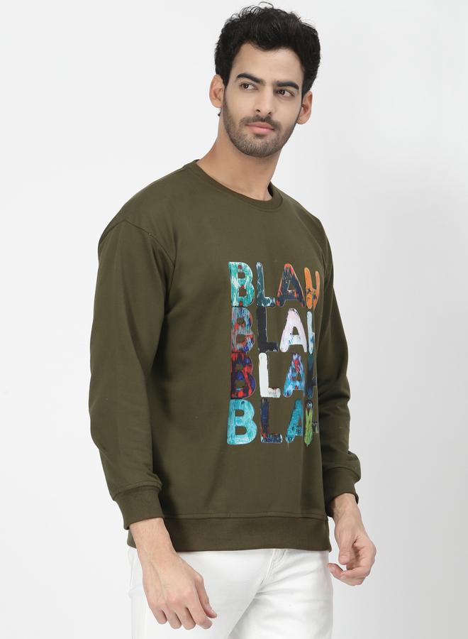 PAUSE Men Olive Graphic Sweatshirt - Image 4