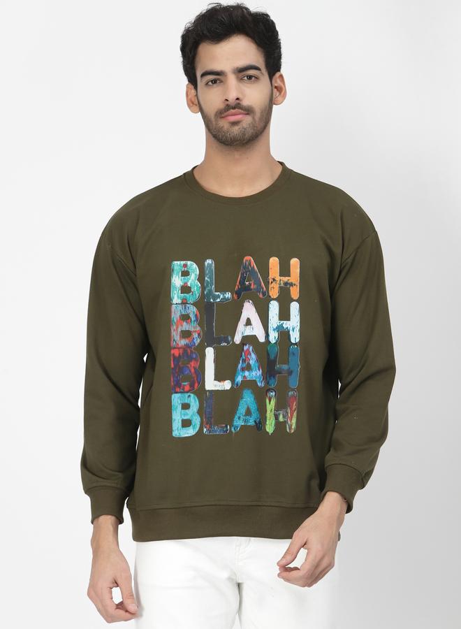 PAUSE Men Olive Graphic Sweatshirt - Image 1