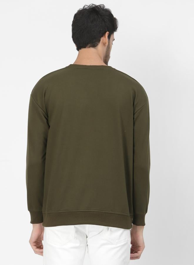 PAUSE Men Olive Graphic Sweatshirt - Image 5