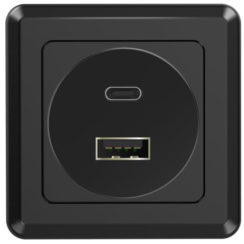 RVSPARK RV USB Outlet 12V Wall Mount,PD3.0 30W & QC3.0 18W USB-A/C Dual Port Socket, 12V Aluminum USB Quick Charging Outlet with Black Faceplate, Great for RV, Boat, Caravan, Camper Trailer (1) - Image 1