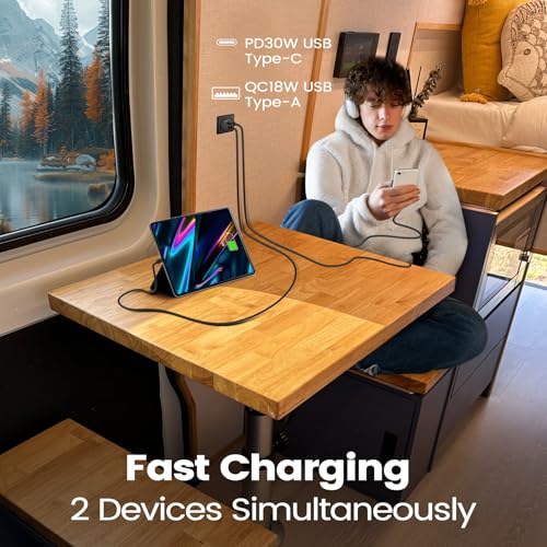 RVSPARK RV USB Outlet 12V Wall Mount,PD3.0 30W & QC3.0 18W USB-A/C Dual Port Socket, 12V Aluminum USB Quick Charging Outlet with Black Faceplate, Great for RV, Boat, Caravan, Camper Trailer (1) - Image 3