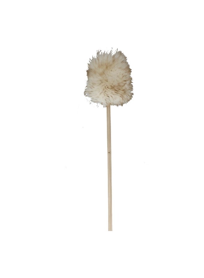 WOOL SHOP Long Pivoting Handle Lambswool Duster White and Brown 45.5 Inch D58 - Image 1