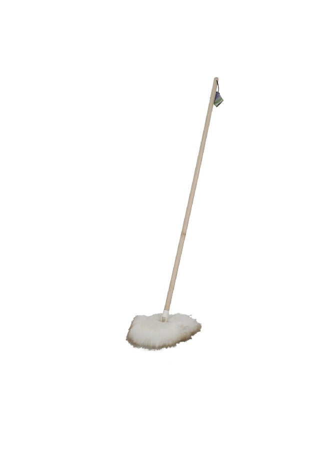 WOOL SHOP Long Pivoting Handle Lambswool Duster White and Brown 45.5 Inch D58 - Image 2