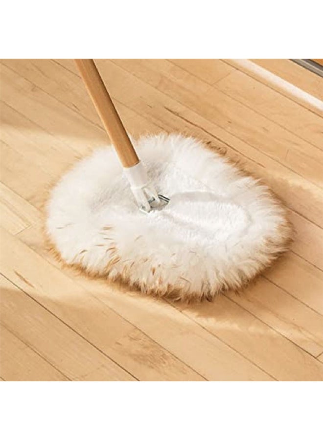 WOOL SHOP Long Pivoting Handle Lambswool Duster White and Brown 45.5 Inch D58 - Image 4