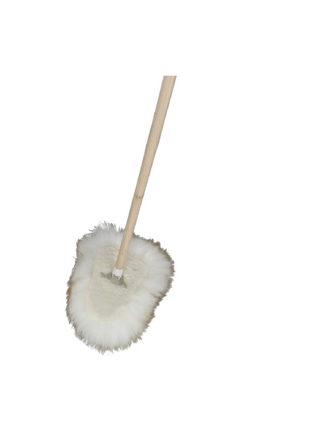 WOOL SHOP Long Pivoting Handle Lambswool Duster White and Brown 45.5 Inch D58 - Image 3
