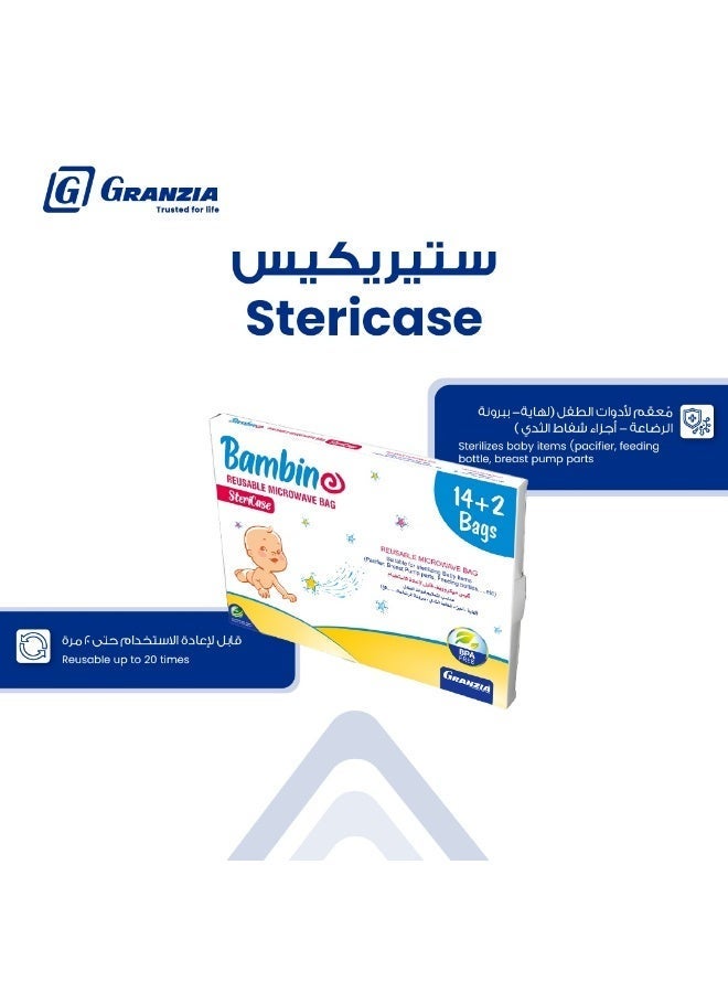  جرانزيا ستيركاس – أكياس تعقيم بالبخار في الميكروويف قابلة لإعادة الاستخدام | 16 كيس لتعقيم مستلزمات الطفل، خالية من BPA، خفيفة وآمنة للسفر - Image 5