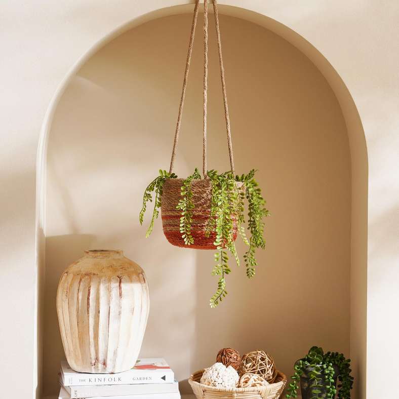 Pan Home مُزهرية رستون المعلقة - برتقالي طبيعي