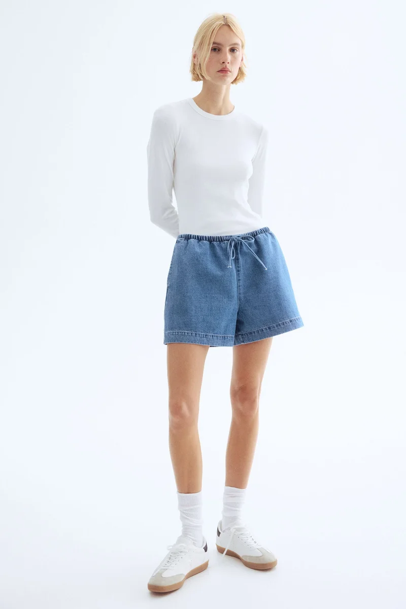 H&M Denim drawstring shorts