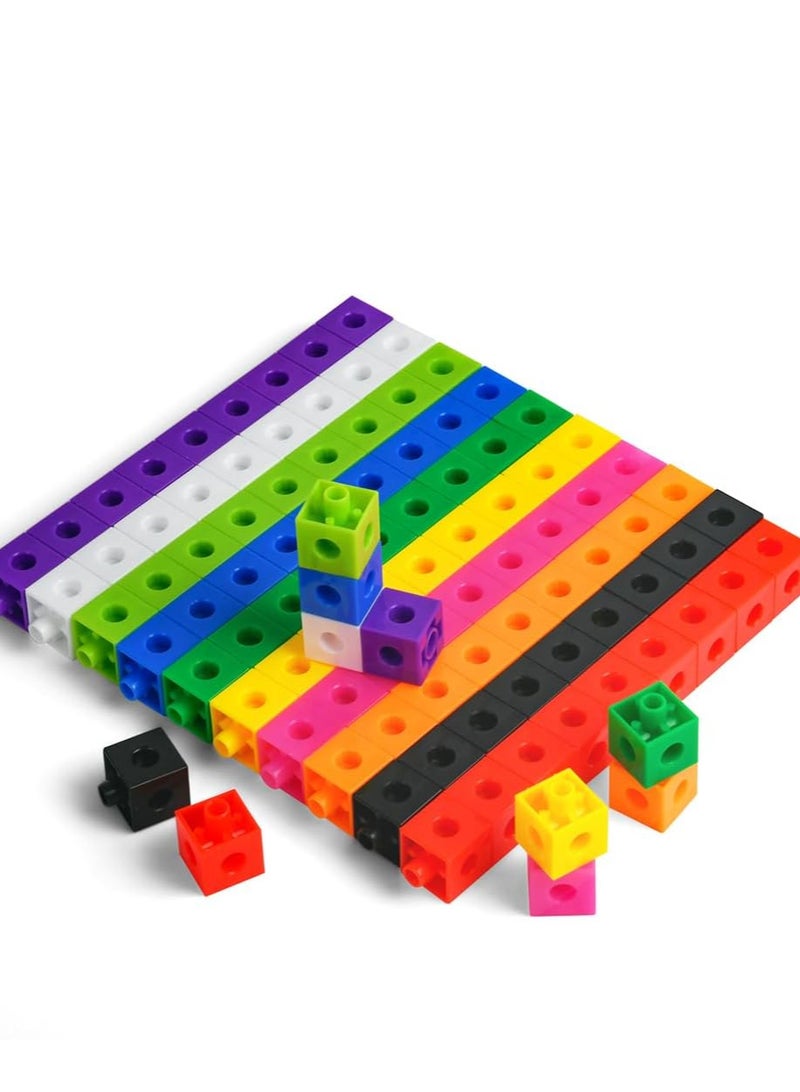 HOTUT 100 Pcs Maths Cubes with 10 Colours, Linking Cubes, Early Years Maths Learning, Magic Counting Blocks, Counting Block Set for School and Home - 2 CM  - Image 1