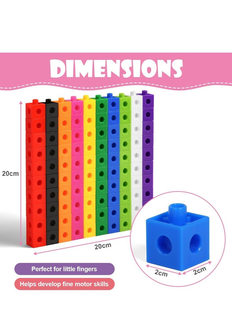 HOTUT 100 Pcs Maths Cubes with 10 Colours, Linking Cubes, Early Years Maths Learning, Magic Counting Blocks, Counting Block Set for School and Home - 2 CM  - Image 2