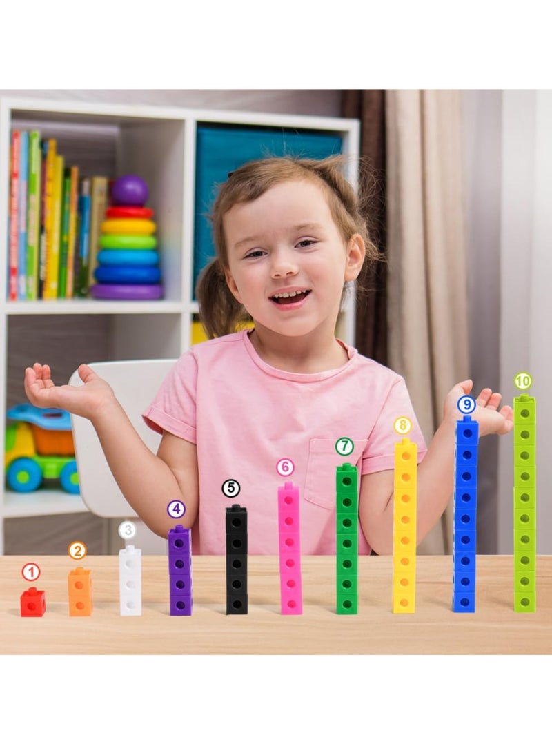 HOTUT 100 Pcs Maths Cubes with 10 Colours, Linking Cubes, Early Years Maths Learning, Magic Counting Blocks, Counting Block Set for School and Home - 2 CM  - Image 5
