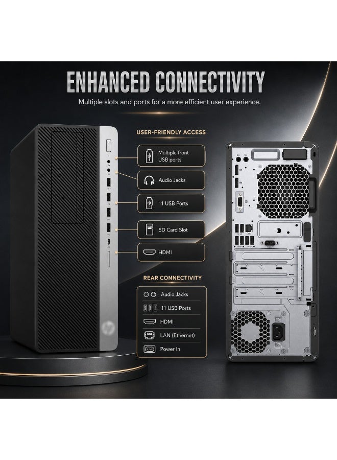 كمبيوتر مكتبي احترافي، معالج Intel Core i5-7500 رباعي النواة، ذاكرة 8 جيجابايت DDR4، هارد 1 تيرابايت HDD، رسومات Intel HD 630، نظام Windows 10، منفذ HDMI، قارئ بطاقات SD، 11 منفذ USB، مع لوحة مفاتيح وفأرة - Image 2