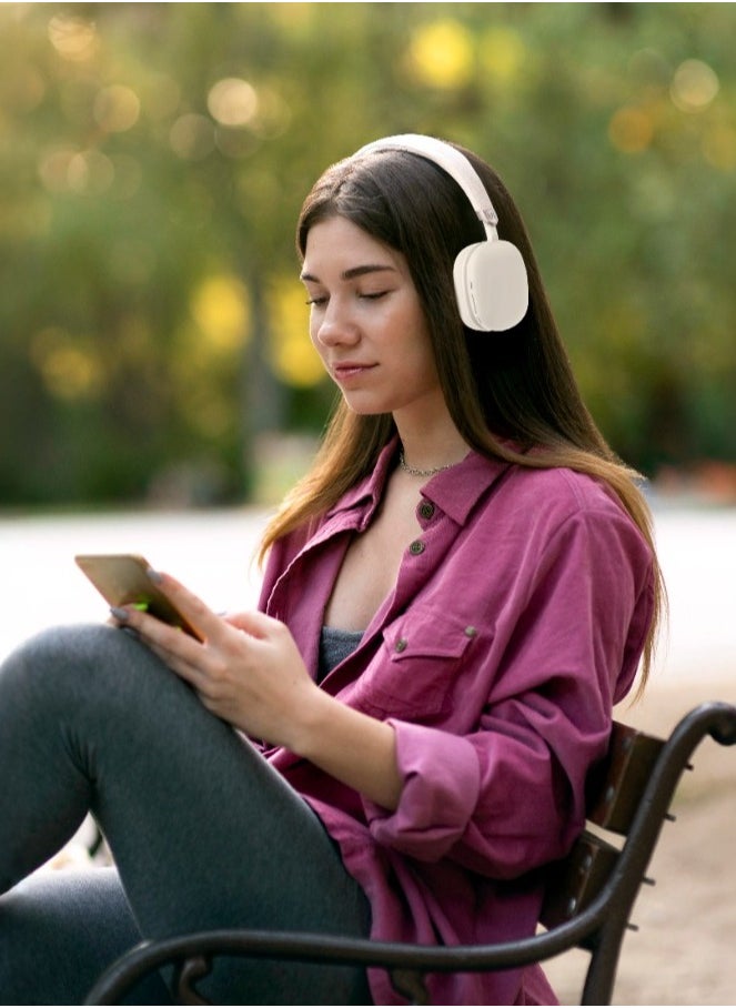 porodo - Vibe Wireless Headphone / Lightweight & Comfortable / Immersive Audio / Extended Battery Life / Stable and Fast Connection Bluetooth v5.3 - Cream - Image 1