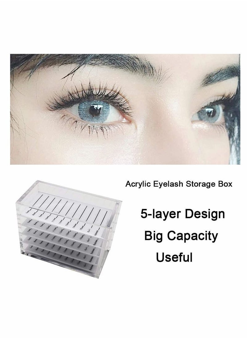 Y&D - Eyelash Storage Box, Acrylic 5 Layers Clear Box False Holder Case Makeup Display Container, Small and Fashion, Easy to Carry, Protect Eyelashes from Damage - Image 1