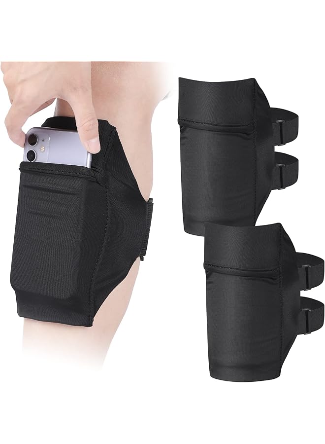 Green Tiger 2 Packs Cell Phone Leg Straps Leg Phone Holder Arm Smartphone Band Non Slip Ankle Wallet Calf Leg Phone Straps Adjustable Arm Pouch for Women Men Running Hiking Equestrian Motorcycle, Black - Image 1