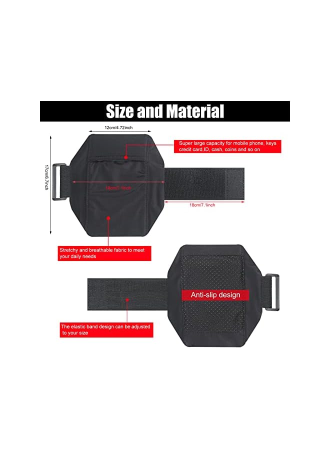 Green Tiger 2 Packs Cell Phone Leg Straps Leg Phone Holder Arm Smartphone Band Non Slip Ankle Wallet Calf Leg Phone Straps Adjustable Arm Pouch for Women Men Running Hiking Equestrian Motorcycle, Black - Image 2