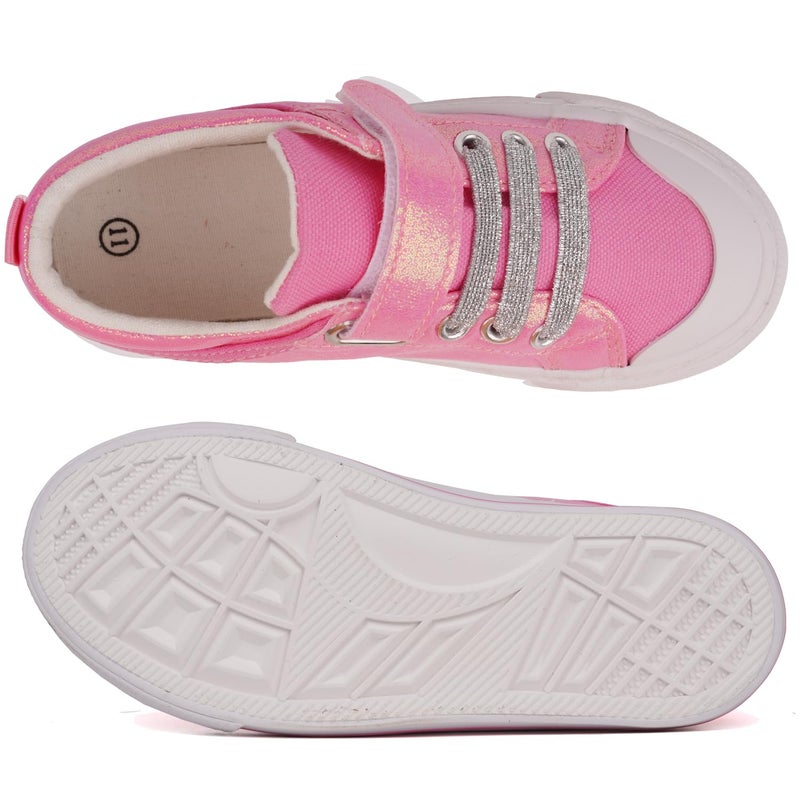 Toandon Toddler Girls Kids Sneakers Glitter Walking Shoes Child Straps Buckle Hoop and Loop Low Top Non Slip Lightweight Sparkly Breathable Casual Fashion Outdoor Pink Star Size 10 - Image 5