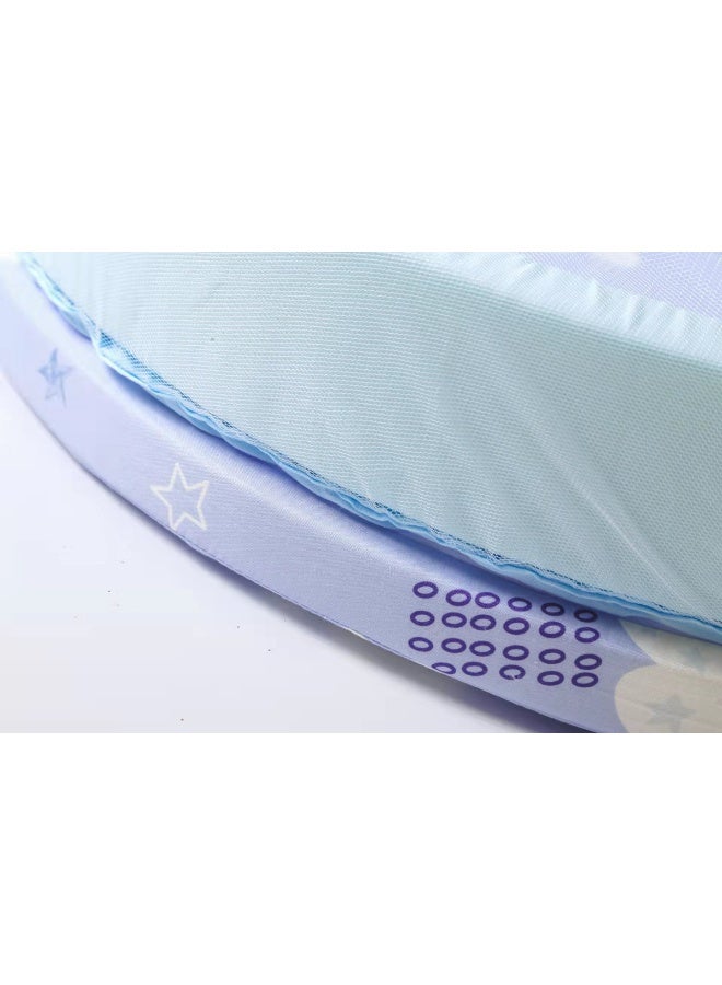ORiTi Convenient Baby Full Face Foldable Sponge Floor Made Of Pure Cotton And Thickened Insect And Mosquito Proof Mosquito Net For Children In The Baby Bed - Blue - Image 3