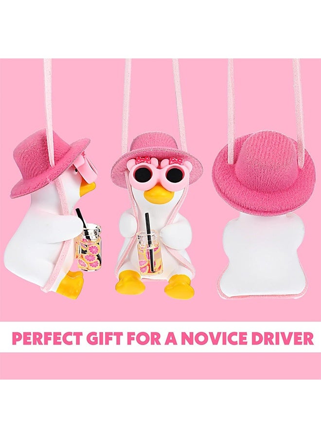 إم إكس إن زينة معلقة للسيارة على شكل بطة متأرجحة لمرآة السيارة اللطيفة، إكسسوارات ديكور السيارة للفتيات اللطيفة، سحر مرآة الرؤية الخلفية للسيارة، هدايا شماعة البط للسيارة للنساء والرجال - Image 5