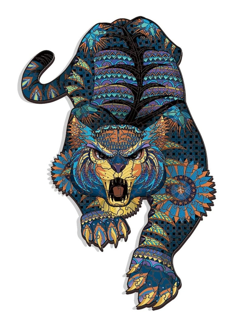 Wooden Jigsaw Puzzles 3D Wooden Animals Shaped Puzzles Best Gift for Adults and Kids DIY Puzzle Piece Colorful Unique Shaped Tiger Puzzles - Image 1