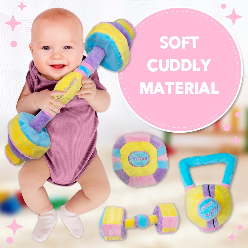 Skywin Baby Weights Plush Toy Set â€“ Cute Baby Dumbbell, Kettlebell, Barbell, and Medicine Ball, Toys for Infants, Christmas Gift, Birthday Surprise, Easter or Holiday Present Idea 2025 (Purple) - Image 4