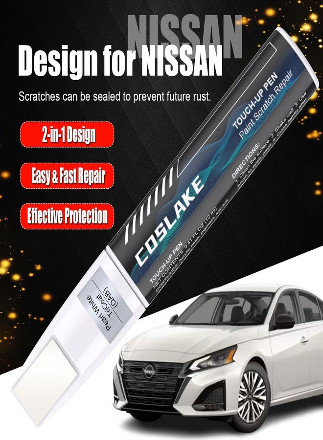 COSLAKE Car Touch Up Paint(Everest White Pearl TriCoat(QBE)) for Nissan, Car Paint Scratch Repair Kit, Quick & Easy Solution to Repair, Scratch Remover Pen with 2PCS Disposable Micro Applicators - Image 2