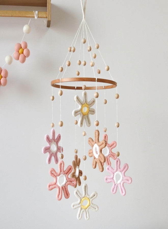 Goukurlsma Woven Daisy Mobile for Crib, Baby Crib Mobile for Girls, Boho Daisy Crib Mobile, Daisy Nursery Decor for Baby - Image 1