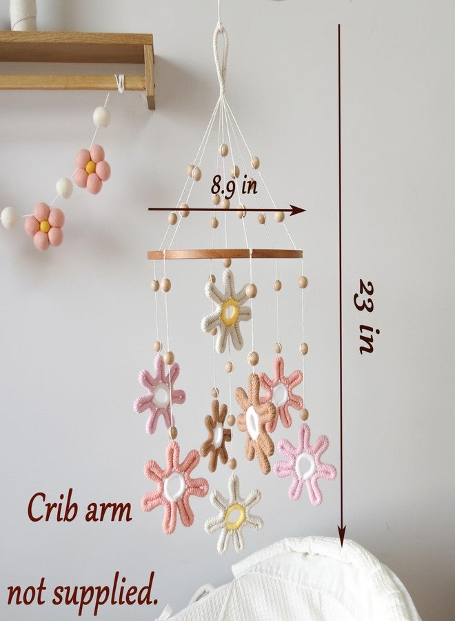 Goukurlsma Woven Daisy Mobile for Crib, Baby Crib Mobile for Girls, Boho Daisy Crib Mobile, Daisy Nursery Decor for Baby - Image 2