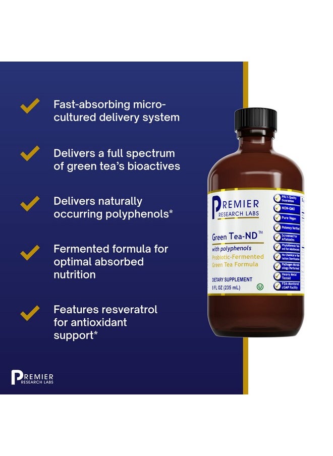 Premier Research Labs - Premier Research Labs Green Tea-ND - Liquid Green Tea Extract with Fermented Supplement Formula - Probiotic Herbal Digestive Supplement with Vegan Formula* - 8 fl oz - Image 1