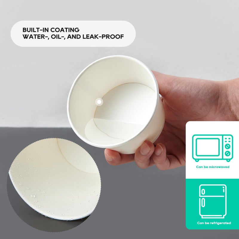 JOLLY PARTY 50pack 8oz Paper Soup Containers with Lids, Disposable Paper Food Cups, Ice Cream Cups, Food Storage with Vented Lids, Microwavable and Freezer Safe (White) - Image 4