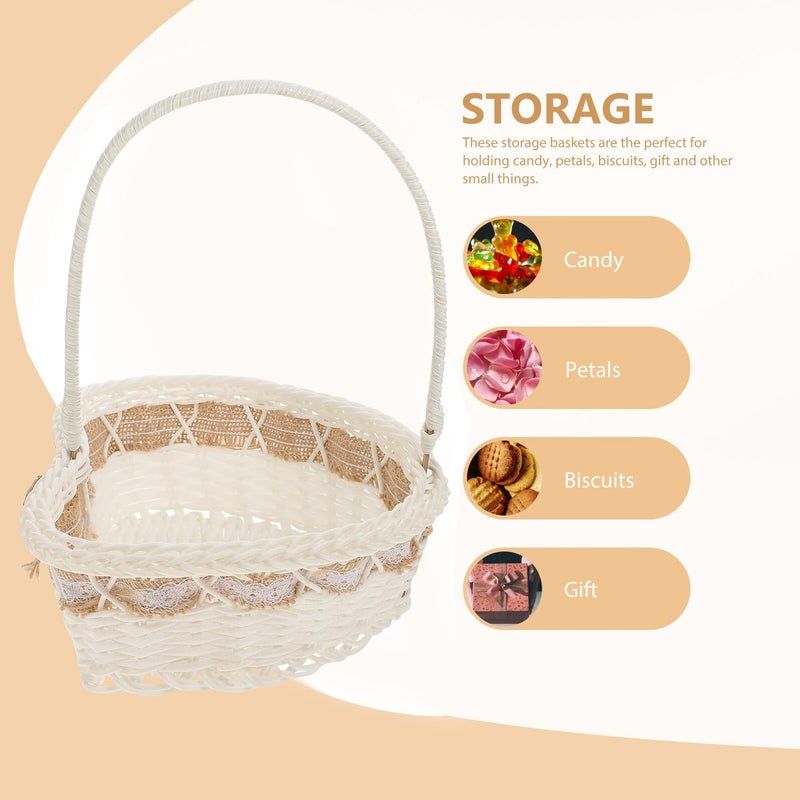 Heart Shaped Wedding Flower Girl Basket Woven Petal Ceremony Supplies - Image 5