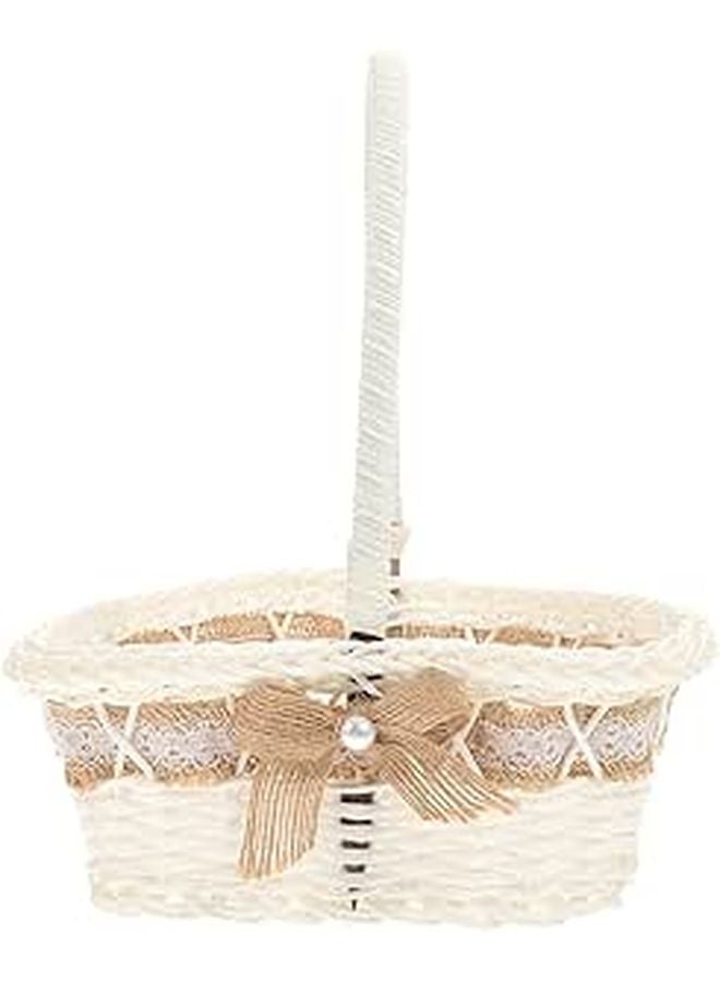 Heart Shaped Wedding Flower Girl Basket Woven Petal Ceremony Supplies - Image 1
